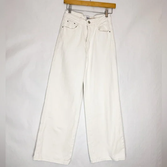 Princess Polly Denim Hailie Jeans Cream Wide Leg Non-Stretch in Size US 4 - Picture 7 of 16